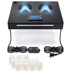 Electric Humidifier for Cabinet with Humidity Temperature Control, 110V Circulating Fan for 10-50 Cubic Ft Storage, 30-80% RH Adjustable