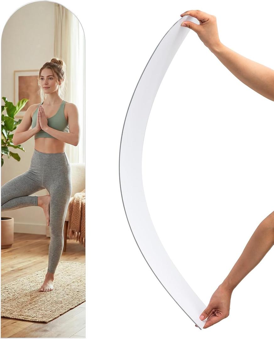 Leinuosen Full Length Acrylic Wall Mirror,Self Adhesive, 40" x 10", Arched