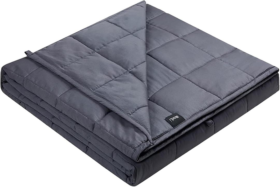 ZonLi Weighted Blanket (60"x80", 20lbs, Dark Grey) Queen Size Weighted Blanket for Adults, High Breathability Heavy Blanket, Soft Material with Premium Glass Beads