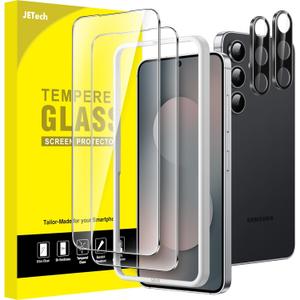 JETech Screen Protector for Samsung Galaxy S25 FE with Camera Lens Protector, 9H Tempered Glass Film with Easy Installation Tool, Fingerprint ID Compatible, HD Clear, 2-Pack Each