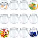 Eccliy 24 Pcs Clear Fish Bowls with Straws Ball Shape Plastic Bowl for Drinks Summer Drink Cups Unbreakable Goldfish Bowl for Christmas Candy Table Centerpieces Party Favors (44 oz)