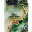 DorisMax for iPhone 16 Pro Case - Wireless Charging Compatible - Dual-Layer Hard Shell + Silicone Cover - Shockproof Protective Phone Case with Stylish Designs for Women - Gold Inlaid Jade Carving