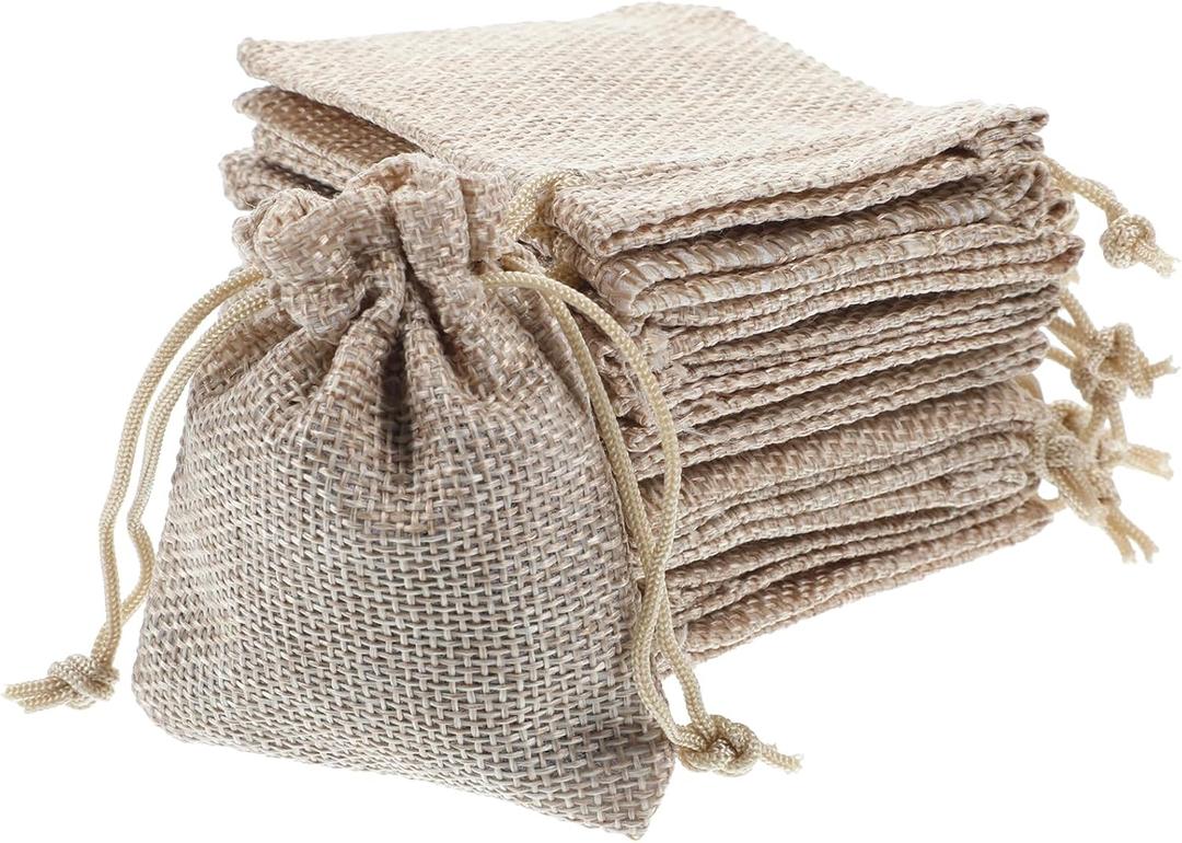 InnoHHustle 20 Pcs 3.5x2.7 Burlap Gift Bags Small Burlap Bags Mini Burlap Bags Small Drawstring Bags Small Burlap Gift Bags Reusable Gift Bags DIY Craft Bags Small Size for Party