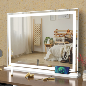NICESTi Large Vanity Mirror with Lights 31.6'' x 24'', Lighted Makeup Mirror with Dimmable 3 Modes for Dressing Room & Bedroom, Touch Screen Control, Aluminum Frame Silver NICESTi Large Vanity Mirror with Lights 31.6'' x 24'', Lighted Makeup Mirror with Dimmable 3 Modes for Dressing Room & Bedroom, Touch Screen Control, Aluminum Frame Silver