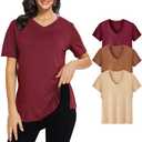 Showitty Pack of 3, V Neck T Shirt for Women Plus Size, Short Sleeve Casual Tops Summer 2025 Basic Tees, L