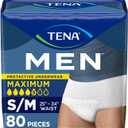 Tena Protective Adult Incontinence Underwear for Men, Maximum, S/M, 80 Count (Waist Size 25in34in)