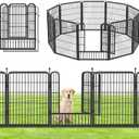 Tall Garden Fence with Gate, 23ft(L) x 32in(H) 10 Panels Garden Fencing Animal Barrier, Dog Fence Outdoor for Yard, Rustproof Metal Fence Panels Temporary Fencing for Outdoor, Patio, Yard