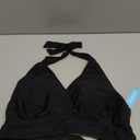Yonique Women's Plus Size Bikini Tops Only Halter Swimsuit Top Large Bust Swim Top V Neck Bathing Suit Tops Black 18W