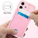 MZELQ Compatible with iPhone 17 Case 2025 Silicone Card Holder, Cute Pattern Wave Ripple Cover for Girls Women -Pink