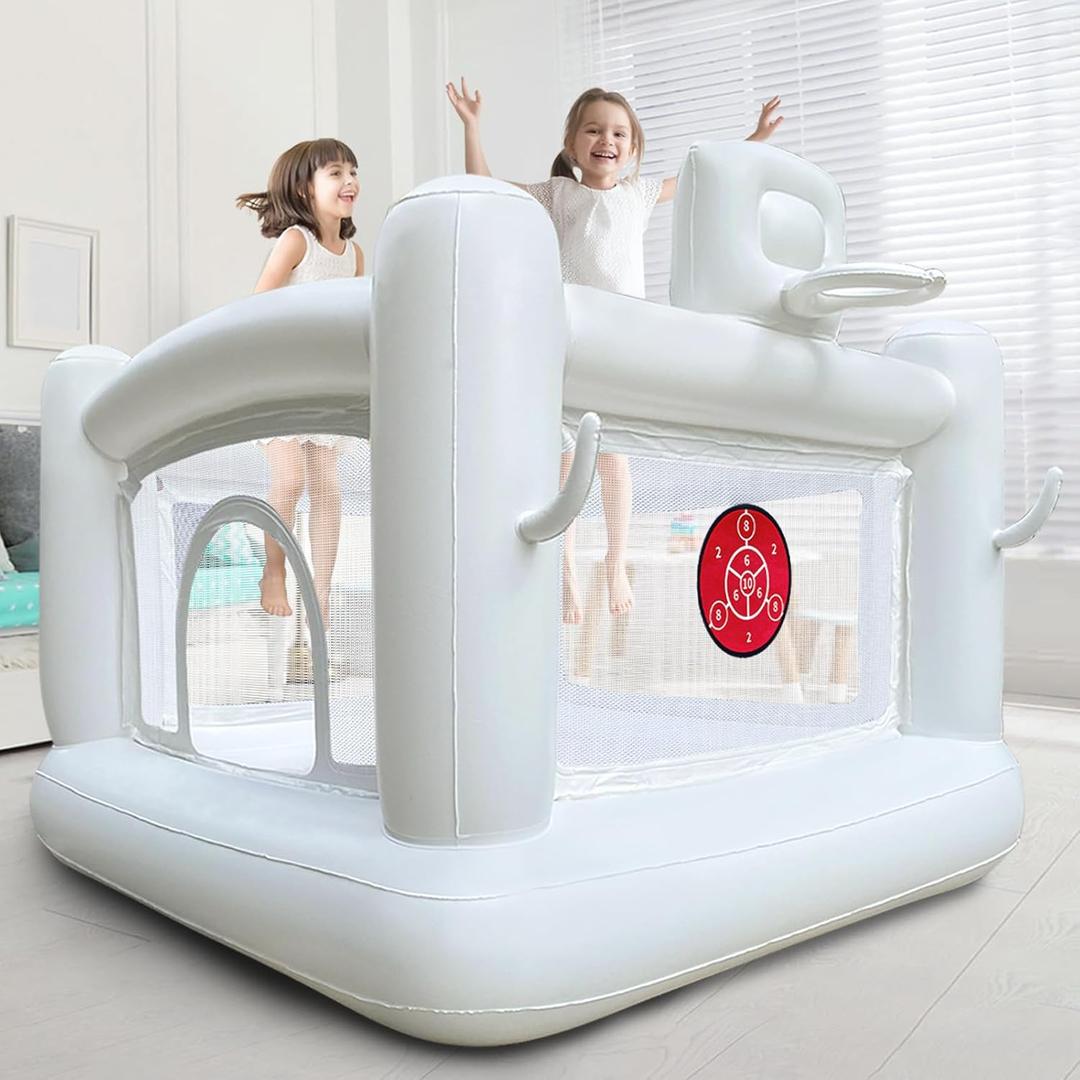 White Bounce House for kids 3-6 Inflatable Kid Big Ball Pit White Castle Playhouse with Pump for Toddler Easy to Set Up and Take Down Birthday Party Gifts 58.2 x 68.8 x 68.8 inch (jump house)