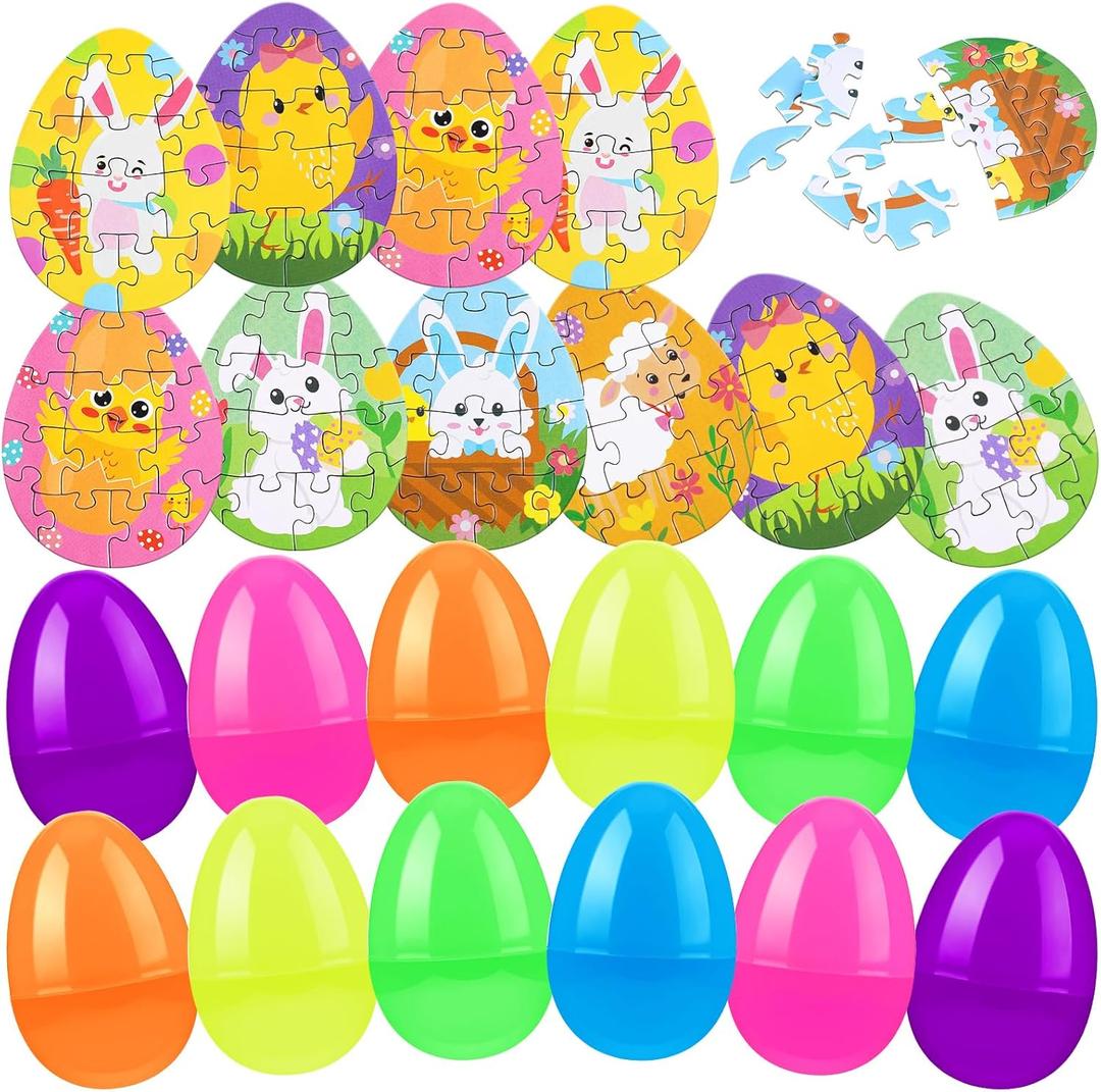 30 Sets Mini Easter Egg Puzzles for Kids Colorful Easter Eggs with Puzzles Mini Game Egg for Party Favors Hunt Supplies Basket Fillers Goodie Bag Stuffers