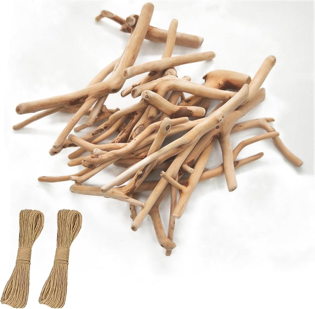 20pcs Y-Shaped Irregular Driftwood for Crafts, 3.5-6.2 in Inch Long 6mm-15 mm in Diameter Driftwood Sticks for DIY Crafts Photo Props School Projects, Beach Wood Crafts Decor