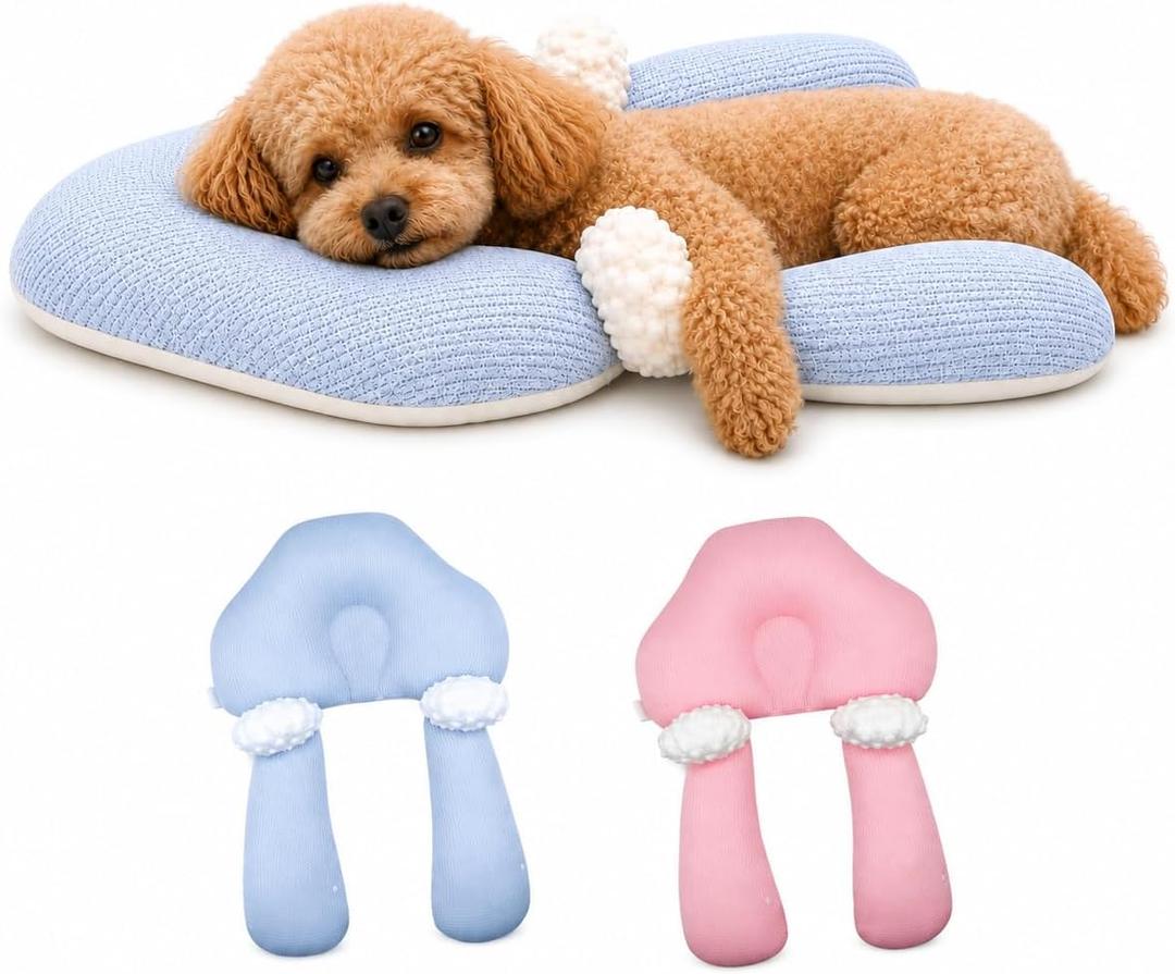 Dog Calming Pillow, Chin Rest Cushion for Senior Dogs, (Blue), Designed for small to medium breeds at approximately 25.6 inches (65 cm)
