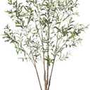 Olive Trees Artificial Indoor, 7FT Tall Faux Olive Tree, Fake Potted Olive Tree, Artificial Plants with Natural Wood Trunk and Lifelike Fruits for Home Room Office Decor and Housewarming Gift (7in)