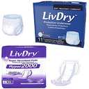LivDry Adult 3XL Incontinence Underwear + Hyper 2000 Booster Pad Inserts for Men and Women | Extra Absorbency with Odor Control