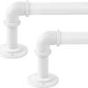 OLV 2 Pack White Industrial Curtain Rods for Windows 28 to 48 Inch(2.3 to 4 Feet), 1 Inch Diameter Blackout Wrap Around Adjustable Heavy Duty Window Drapery Rods, Indoor and Outdoor, Size: 18''-45''|2 Pack