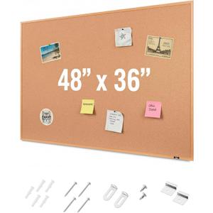 Mr. Pen- Cork Notice Board, 48 X 36 Inches, Cork Bulletin Board for Walls, Pin Boards, Framed Corkboard, Decorative Hanging Pin Boards, Perfect for Office & Home Decor
