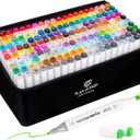 SAVZJSD Alcohol Markers, 200 Colors Alcohol Markers Set, Dual Tip Markers for Adults, Artists in Coloring, Sketching & Drawing (Fine & Broad)