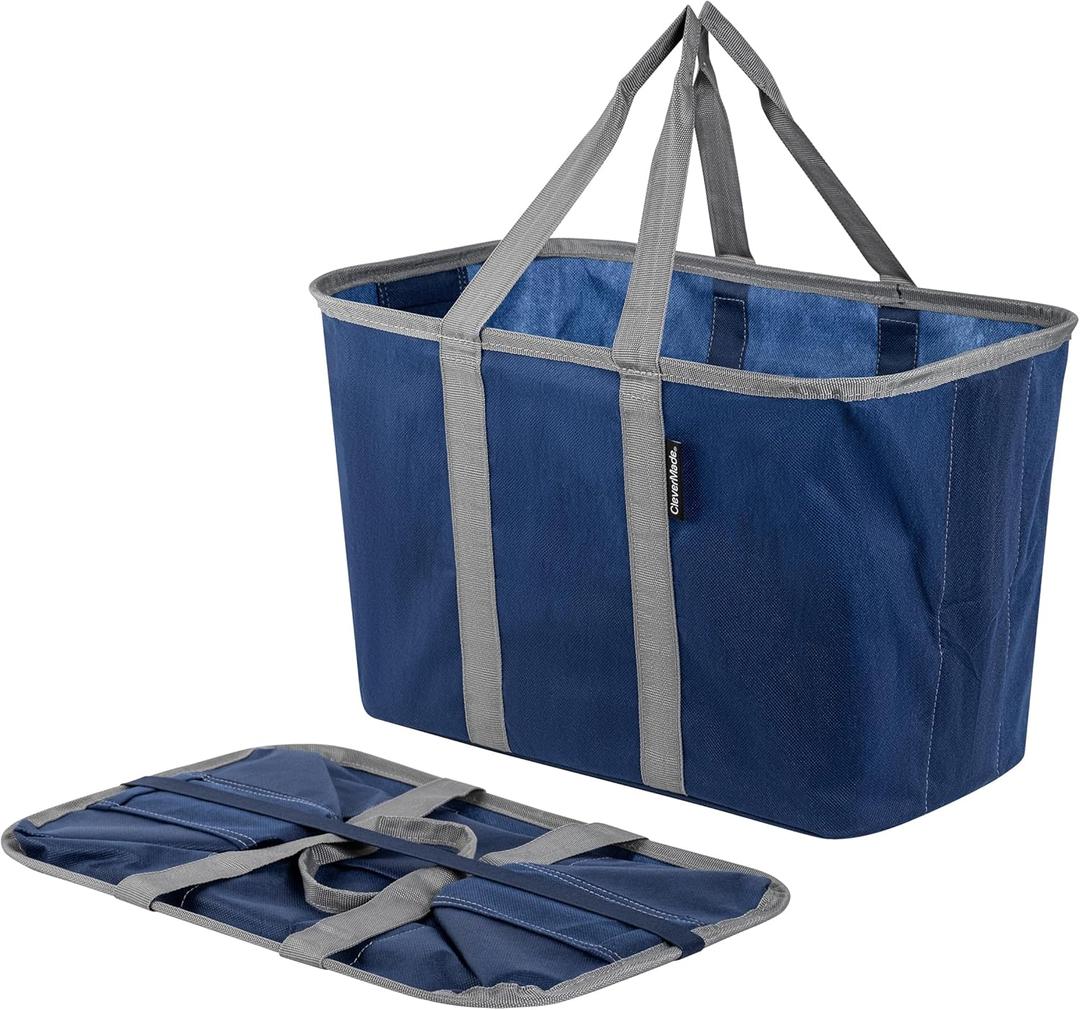 CleverMade Collapsible Totebags (Blue/Gray - Ecobasket - Pack of 1)