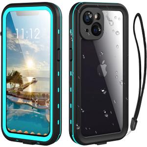 Waterproof Phone Case Compatible with iPhone 13, IP68 Waterproof Shockproof Dust-Proof Phone Case with Built in Screen Protector, Full Body Protective Case (Blue, iPhone 13)