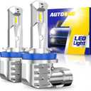 AUTOONE H8 H11 H16 LED Light Bulbs White, 6000K Super Bright, Fanless Mini Size, Plug and Play, Pack of 2