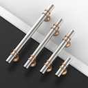 Asidrama 10 Pack 15 Inch(381mm) Brushed Satin Nickel and Champagne Bronze Kitchen Cabinet Handles, Cabinet Pulls Kitchen Cabinet Hardware Cupboard Handles Drawer Pulls