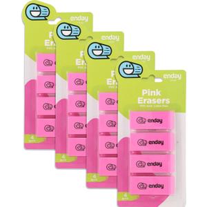 Erasers Pencil Block, Hi Polymer Large Pink Soft Eraser, Rubber and Non  Abrasive Eraser, Erasers School Supplies for Kids and Artists, Best Eraser for Drawing 4 Packs of 4 Erasers (16 PC) by Enday