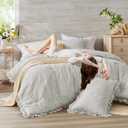 Degrees of Comfort Ruffle Edge Comforter Set - King/Cal King Gray, Farmhouse All-Season 3 PCS Bedding Set with Modern Neutral Design for Easy Care Bedrooms