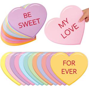 60Pcs Large Valentine's Day Cut-Out with Glue Point 9.8 x 9 Inch Colorful Conversation Heart Paper Cutting Pastel Bulletin Border Decor for Classroom Party Wall Decor Craft Supplies