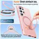 HuwaiH 360 Rotatable Magnetic Ring Stand for Samsung Galaxy S25 Ultra Case, Compatible with MagSafe, Military-Grade Shockproof, Anti-Scratch Matte Translucent for S25 Ultra Phone Case(Pink)