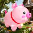 6FT Inflatable Pig Outdoor Decorations Blow Up Yard Decorations with LED Lights, Cute Pink Pig Inflatable for Holiday Garden Lawn Farm-Themed Party Dcor