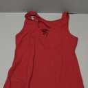 Womens Sexy V Neck Tank Shirts Top Sleeveless Casual Basic Drawstring Rib Knit Tops, Red, M