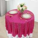 AMZLOKAE Sequin Tablecloth Round 72 Inch Hot Pink Glitter Table Cloths for Parties Dessert Tablecloth Round Sparkle Dining Table Cover Wedding Tablecloth