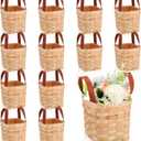 Rtteri 12 Pcs 4.5 x 4.5 x 4 Inch Woodchip Basket with Handles Small Wooden Decorative Woven Empty Baskets Picnic Square Mini Wicker Baskets Storage Basket Container for Organizing Snack Pantry