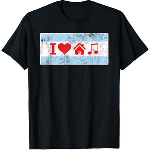I Love Chicago House Music - Flag DJ Gift T-Shirt (Small, Black)