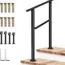VIVOSUN Outdoor Handrail, 2 Step Stair Handrail, 26"  36" Fits 1 to 2 Steps, Wrought Mattle Iron Handrail for Concrete Steps, Porch Steps, One-Step Assembly, Black