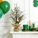 St Patricks Day Tree Decorations, Lighted Artificial Tree Decorations, St. Patrick's Day Table Decor, 20in Shamrock Irish Tabletop Centerpieces Holiday Home Decor with 20 LEDs Lights