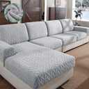 OHSIO Couch Cushion Covers, Super Soft Thicker Fleece Sofa Cover Stretch Sectional Sofa Slipcover Washable Pet Friendly Anti-Slip Stain Resistant Furniture Cover for Home(1 Seat Cover S,Light Gray)