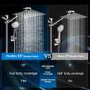 Shower Head Combo,10 Inch High Pressure Rain Shower Head with 11 in Adjustable Extension Arm and 5 Settings Handheld,Powerful Shower Spray Against Low Pressure Water with Long Hose