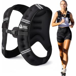 Roc Outdoors Weighted Vest W/ Rub-Free Technology for Woman and Men, 5lb/10lb/15lb/20lb/30lb Weight Vest with Reflective Stripe for Workout, Strength Training, Running, Walking, Fitness, Weight Training, Weight Loss, Weightlifting