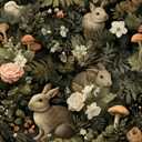 Woodland Rabbit Peel and Stick Wallpaper, Forest Animal Wallpaper