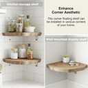 Corner Floating Shelves for Wall Set of 3, Solid Wood 7 Inch Rounded Corner Shelves Wall Mounted Natural Solid Elm Wood Shelf, Wooden Hanging Shelf for Bedroom, Rustic Style for Decor