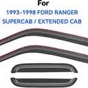 in-Channel Window Visors Rain Guards Shield for 1993-1998 Ford Ranger SuperCab, Window Vent Wind Deflectors Visors Shades for 93-98 Ranger Extended Cab