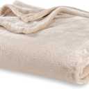 Berkshire Blanket Classic VelvetLoft Solid Bed Blanket Queen Size, Lightweight Soft Fuzzy Plush Blanket for Bed and Couch, Grain, 90x90 Inches