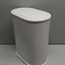 Anzoymx Stainless Steel Bathroom Trash Cans 1.8 Gallons Small Garbage Can with Pop up Lid, Dog Proof Narrow Wastebasket, Slim Waterproof Litter Trash Bins Set for Bedroom, Toilet, Office (White)