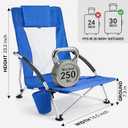 Huskfirm Low Beach Chairs 2 Pack, Backpack Beach Chairs for Adults Blue | Folding Lightweight Aluminum Beach Chair with Cup Holder & Carry Bag, Heavy Duty Beach Chair Set for Beach, Camping, Concerts