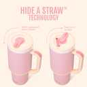 Ello Oasis 30 oz Tumbler with Handle & Retracting Straw | Reusable Insulated Stainless Steel Cup 100% Leakproof, Gifts for Teens Women Men | Keeps cold for 24 Hours, Cup Holder Friendly, Pink Gingham