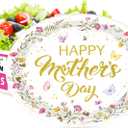 50 Pcs Wildflower Happy Mother's Day Paper Plates 10" X 12" Large Disposable Happy Mothers Day Party Decoration Heavy Duty Floral Butterfly Dessert Plates for Mother's Day Party Supplies