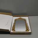 2026 Spring Women's Gifts Small Vintage Vanity Makeup Desk Mirror Antique Traditional Chic Arch Table Mirror GoldDecor Wood Carved Mirror for Living Room,Bedroom,Tabletop 11.8" x 9.6"