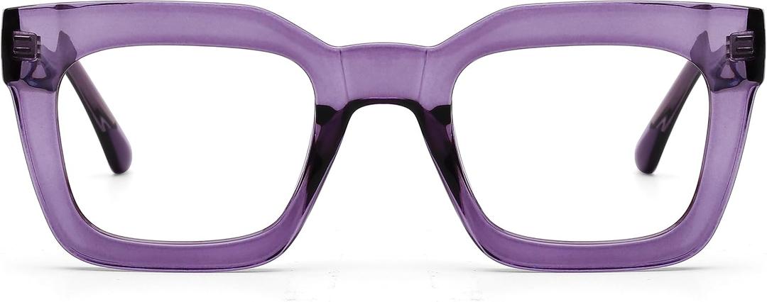 AQWANO Stylish Oversized Reading Glasses for Women Fashion Designer Readers Blue Light Square Computer Glasses (Purple)